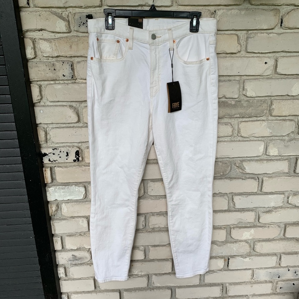 Frye cropped skinny white jeans